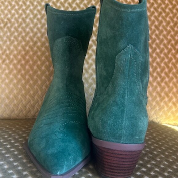 Intentionally Blank Kari Forest Suede Stitch Cushion Western Pull On Ankle Boots - Picture 15 of 16